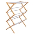 thumbnail image 1 of BirdRock Home Folding Steel Clothes Drying Rack - 3 Tier - Water-Resistant Bamboo Wood - Fully Assembled Collapsible Dry Rack - Grey, 1 of 1