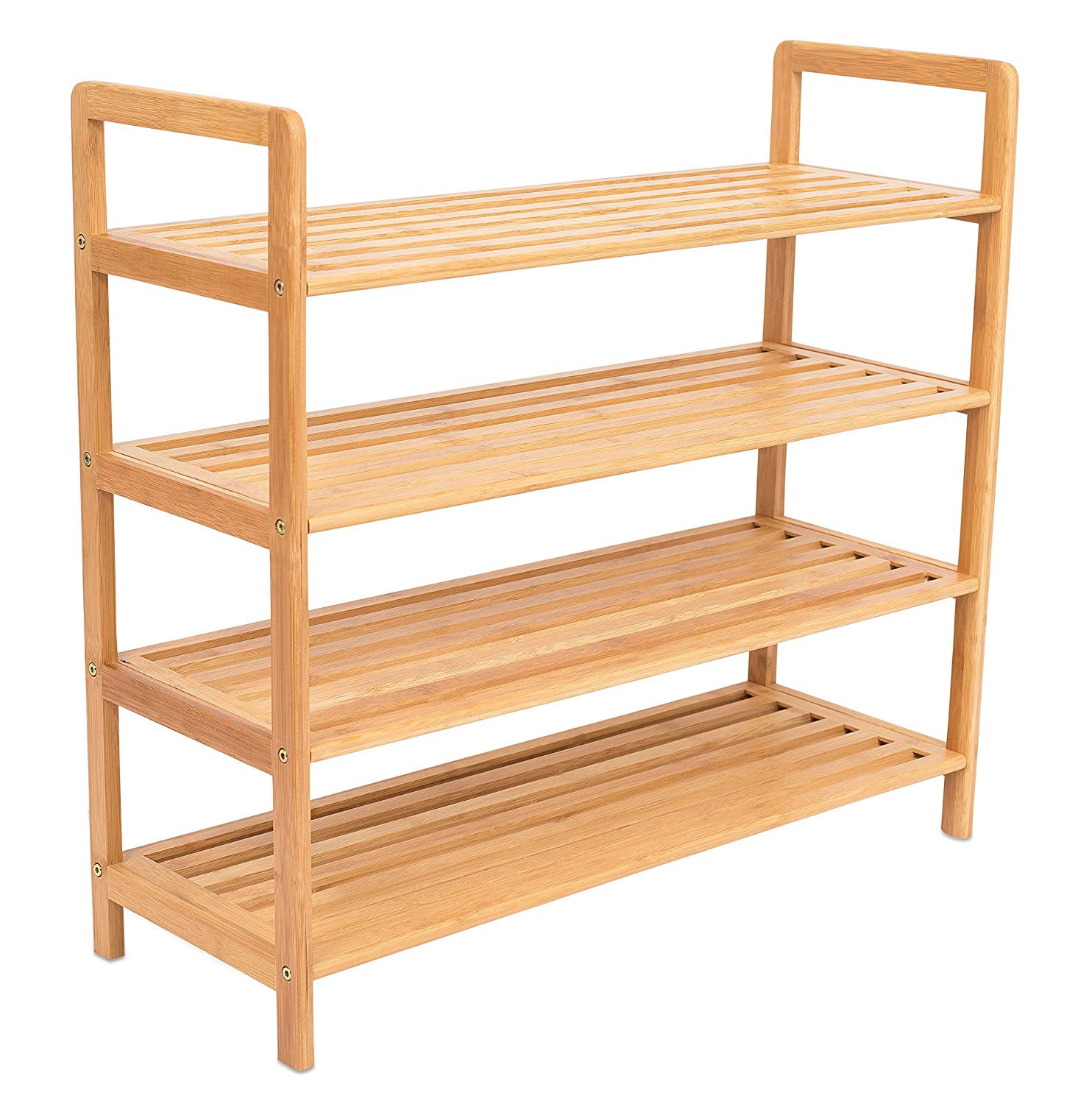 BirdRock Home 4-Tier Bamboo Shoe Rack with Natural Wood Finish