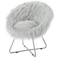 thumbnail image 1 of BirdRock Home Grey Faux Fur Papasan Chair with Silver Legs, 1 of 7