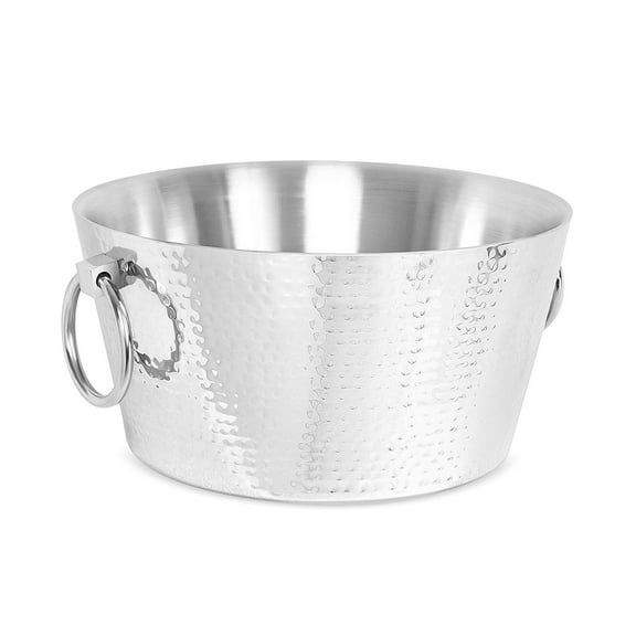 BirdRock Home Hammered Double Wall Round Beverage Tub - 3 Gallons - Silver
