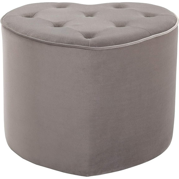 BirdRock Home Heart Tufted Velvet Ottoman Foot Stool - Silver