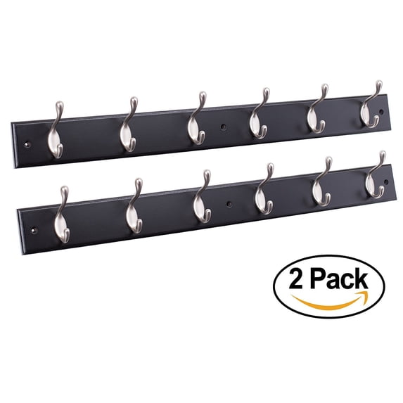 BirdRock Home Hook Coat and Hat Rack - 2 Pack - 6 Hooks - 27"