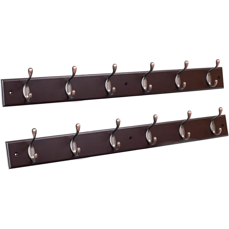 Birdrock Home Hook Coat and Hat Rack - 2 Pack - 6 Hooks - 27