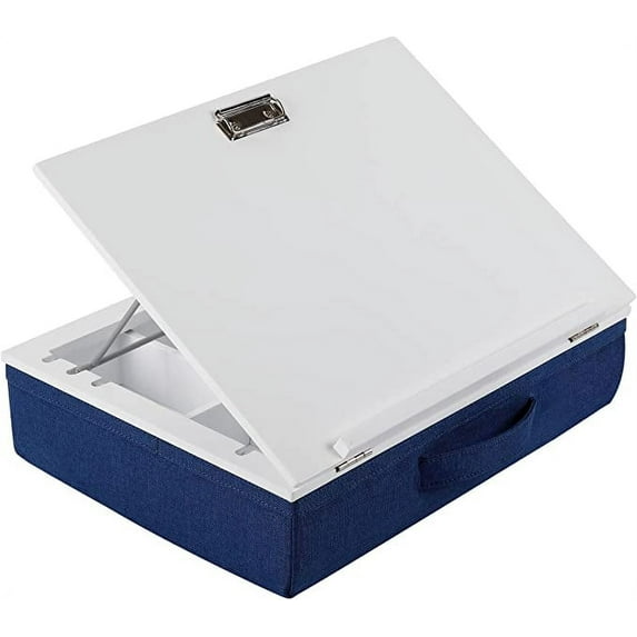 BirdRock Home Lap Desk with Storage and Cushion with Deep Compartment and Adjustable Top for Laptop Tablet or Book - Navy