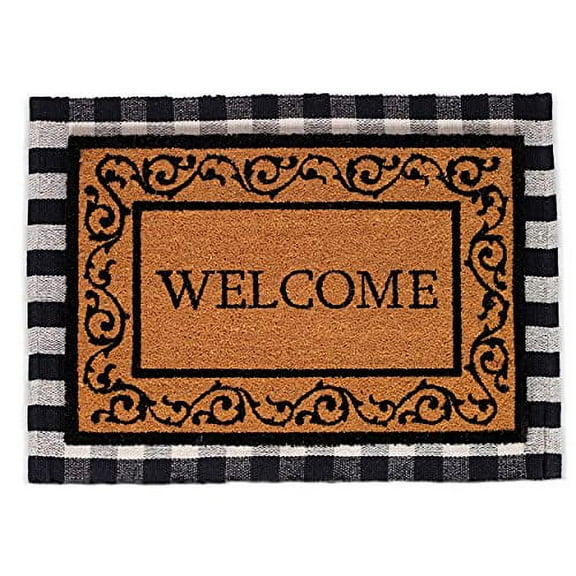 BirdRock Home Layered Welcome Mata with Vinyl Backing for Door Entryway