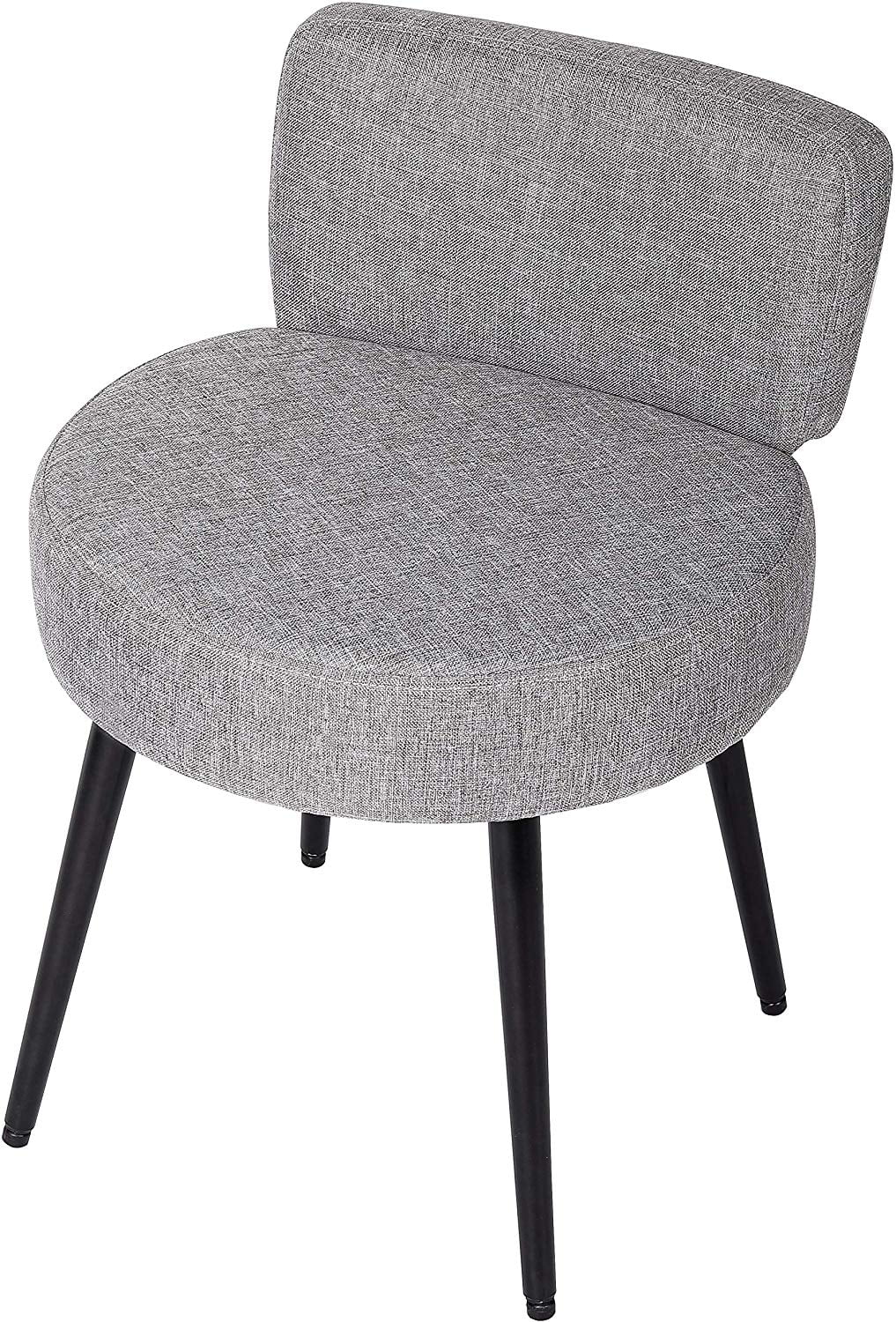 Luxurious Grey Linen Round Chair with Back Support