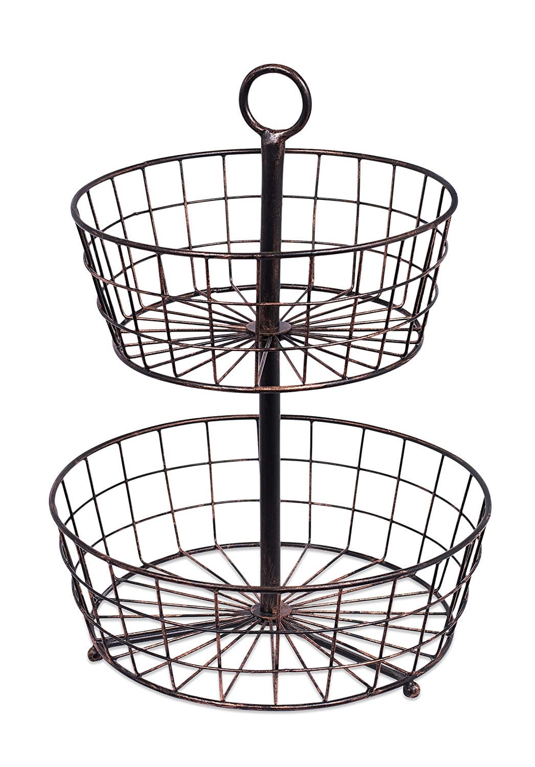 CodYinFI 3 Tier Wire Fruit Basket Bowl - Round Metal Standing Storage  Baskets - Vegetable Garlic Caddy Stand for Kitchen Counter - Freestanding  Rustic