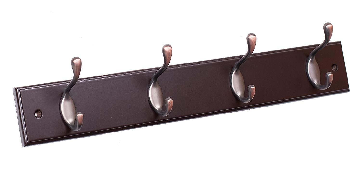Black and Bronze 4-Hook Wall Mounted Coat Rack