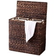 thumbnail image 1 of BirdRock Home Oversized Divided Hamper with Liners (Espresso) | Made of Natural Woven Abaca Fiber | Organize Laundry | Cut-Out Handles for Easy Transport | Includes 2 Machine Washable Canvas Liners, 1 of 7