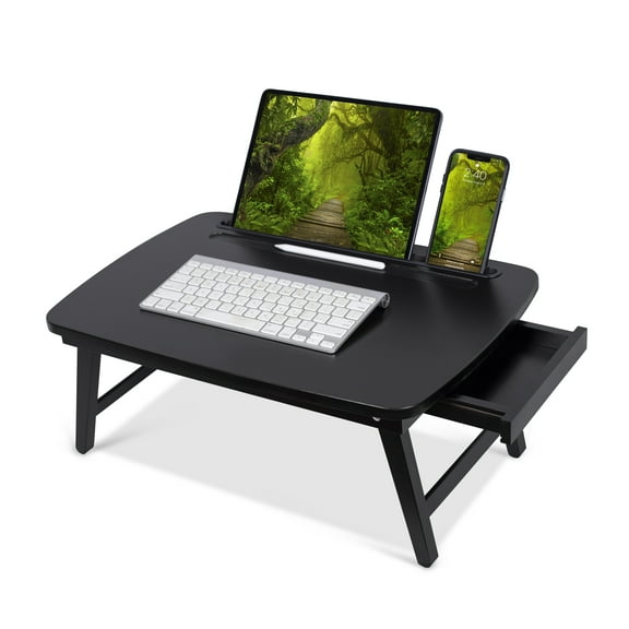 BirdRock Home Portable Sit or Stand Desk with Storage Drawer and Media Slot - Espresso
