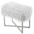 thumbnail image 1 of BirdRock Home Rectangular White Faux Fur Foot Stool Ottoman with Grey Legs, 1 of 5