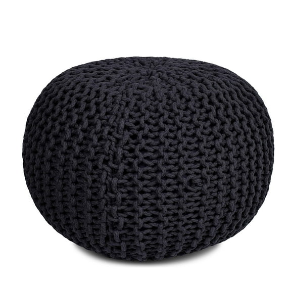 BirdRock Home Round Pouf Foot Stool Ottoman - Charcoal Grey