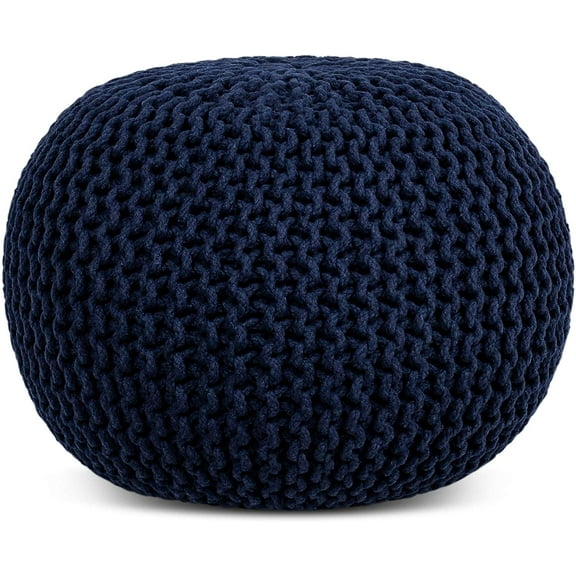 BirdRock Home Round Pouf Foot Stool Ottoman - Navy