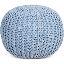 BirdRock Home Round Pouf Foot Stool Ottoman -Soft Blue