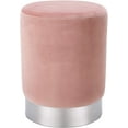 thumbnail image 1 of BirdRock Home Round Velvet Ottoman Foot Stool - Dusty Rose, 1 of 10