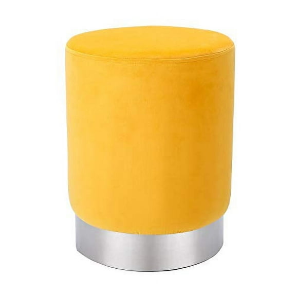 BirdRock Home Round Velvet Ottoman Foot Stool - Yellow