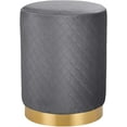 thumbnail image 1 of BirdRock Home Round Velvet Ottoman Foot Stool with Lattice - Grey, 1 of 9