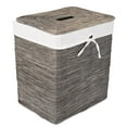 thumbnail image 1 of BirdRock Home Rustic Woven Wood Peel Laundry Hamper with Lid - Grey, 1 of 7