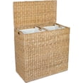 thumbnail image 1 of BirdRock Home Seagrass Oversized Divided Hamper with Liners - Honey, 1 of 6