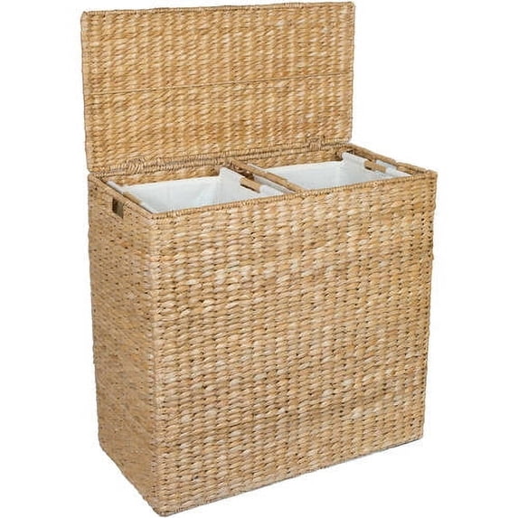 BirdRock Home Seagrass Oversized Divided Hamper with Liners - Honey