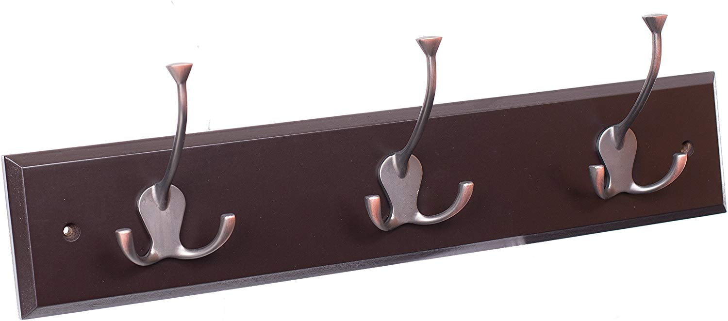 BirdRock Home Brown Wall Mount Coat Rack with Bronze Hooks