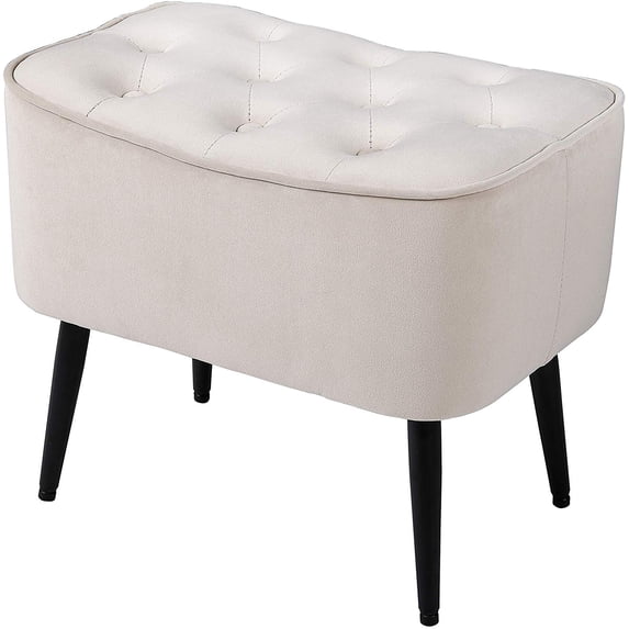 BirdRock Home Tufted Curve Ottoman - Velvet Foot Stool - Tan