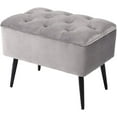 thumbnail image 1 of BirdRock Home Tufted Rectangle Ottoman - Velvet Foot Stool - Grey, 1 of 8