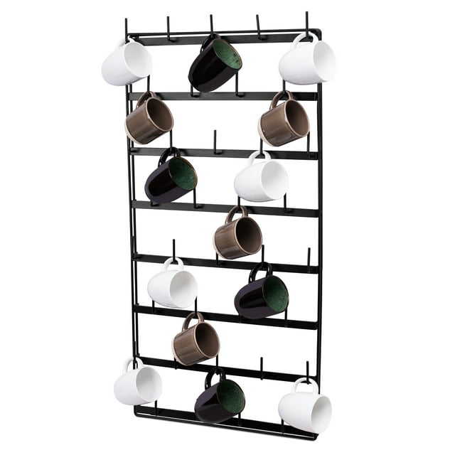 BirdRock Home Wall Coffe & Tea Mug Rack - 36 Pegs - Black - Walmart.com