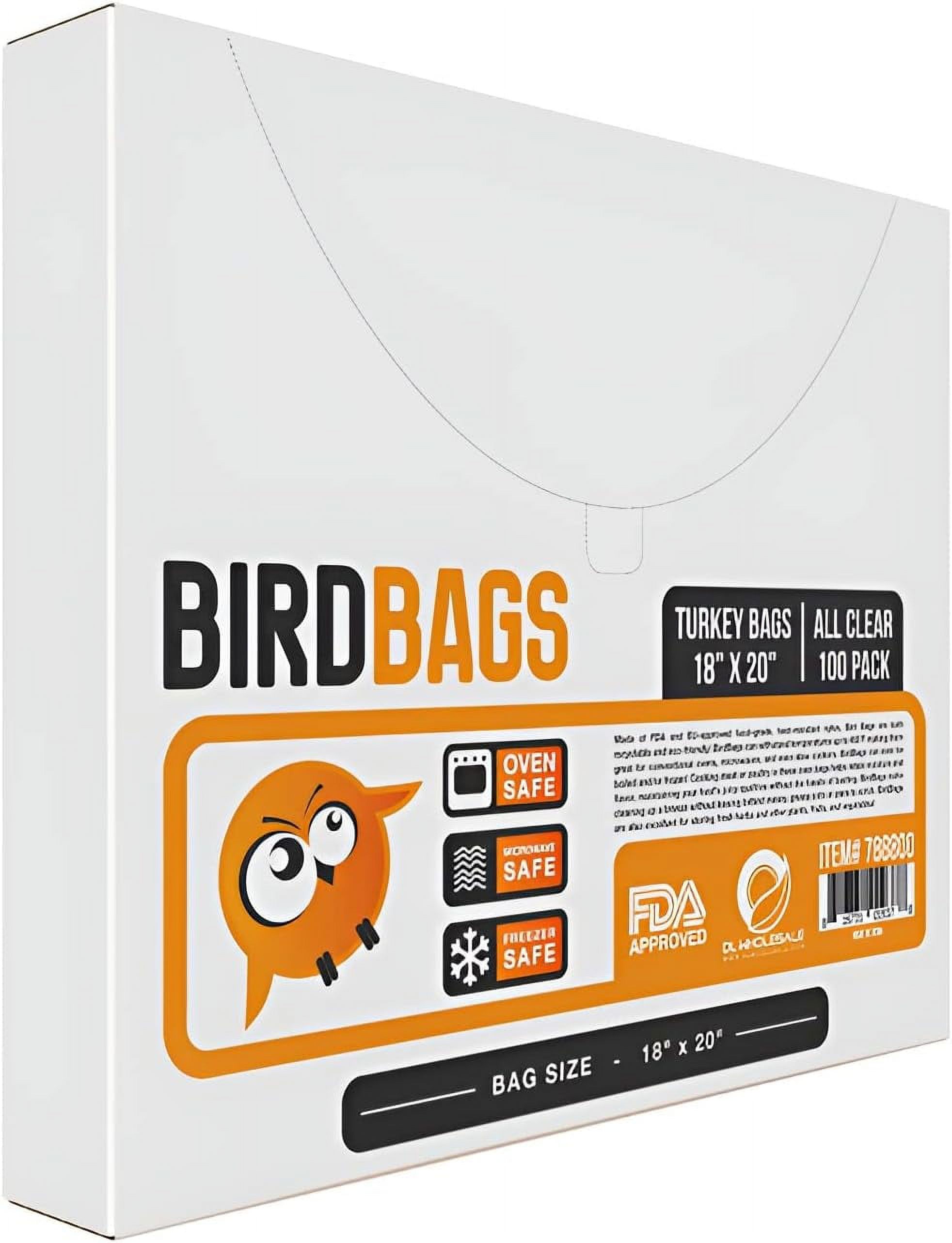 Birdbags Turkey Bags, 18” X 20” 100 Pack, & Approved, Freezer Safe, Oven Safe, Great HeatSafe