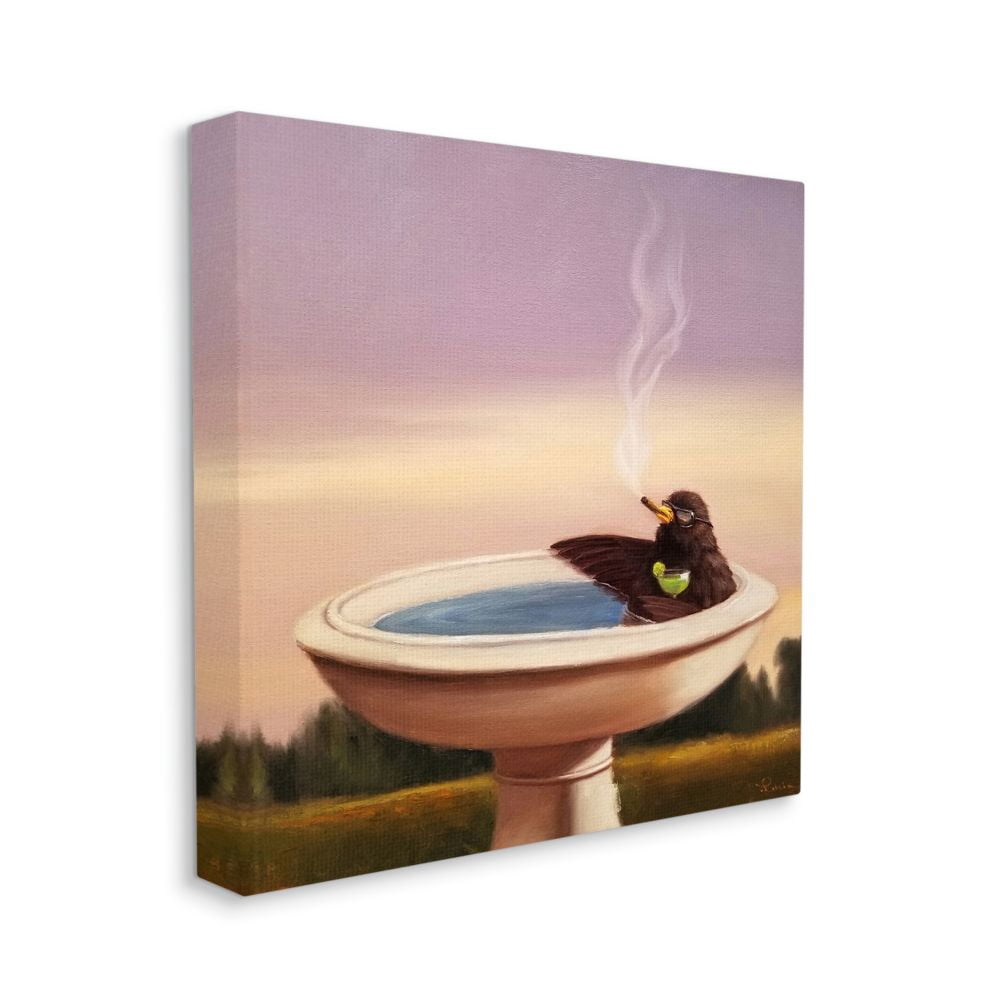 Birdbath Best Life Animal Alcohol Humor Bird Margarita Animals & Insects Gallery-Wrapped Canvas Print Wall Art, 17x17