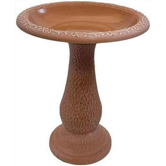 Birdbath for Outdoors - 24" Terra Cotta Fiber Clay Bird Bath Bowl and Stand, Easy Assembly UV-Resistant Bird Baths for Outside, Outdoor Decor Pedestal Birdbaths, Garden Decor for Outside
