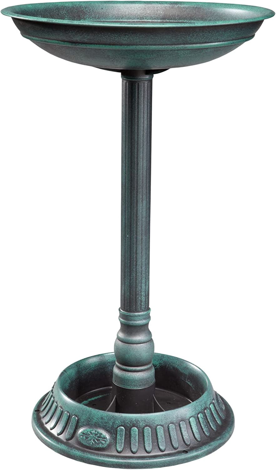 Green and Black Plastic 25" Birdbath with Planter Base