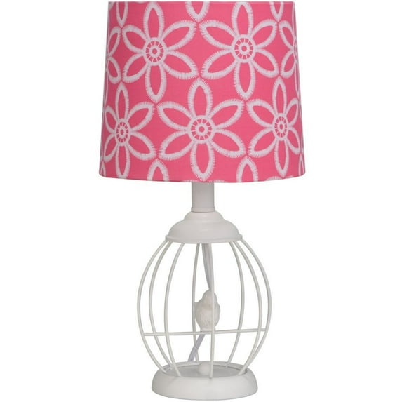 Birdcage 17" Table Lamp with Linen Shade, White