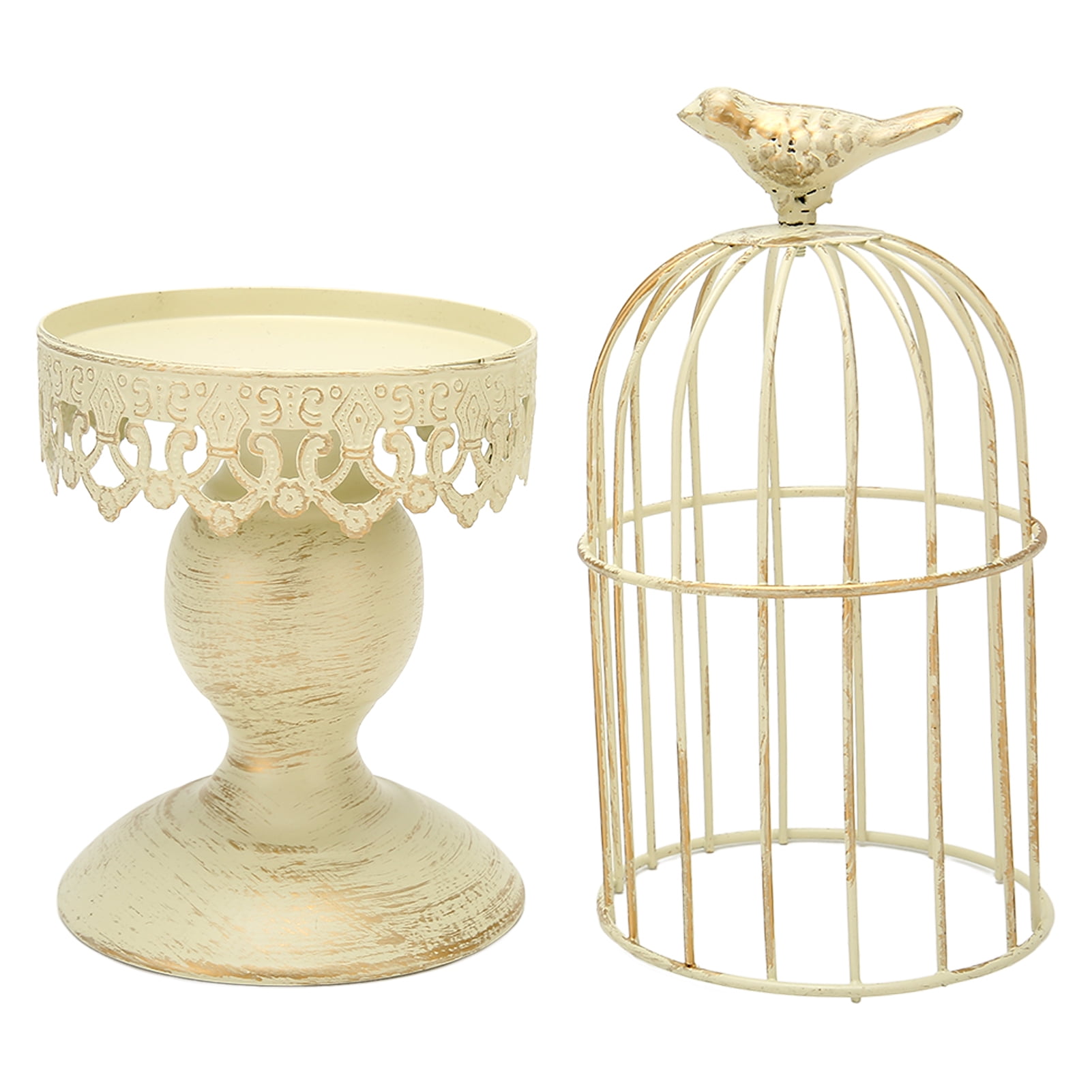 Birdcage Candlestick, Bird Cages Candle Holder Metal Beautiful Shabby