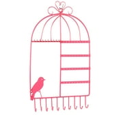 Birdcage Jewelry Organizer Wall Mount Hanging Earring Necklace Holder Display Stand Rack (Pink)