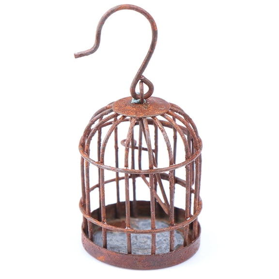 Birdcage Statue Model Metal Wire Birdcage Bedroom Room Yard Decors Realistic Educational Toy Display Model