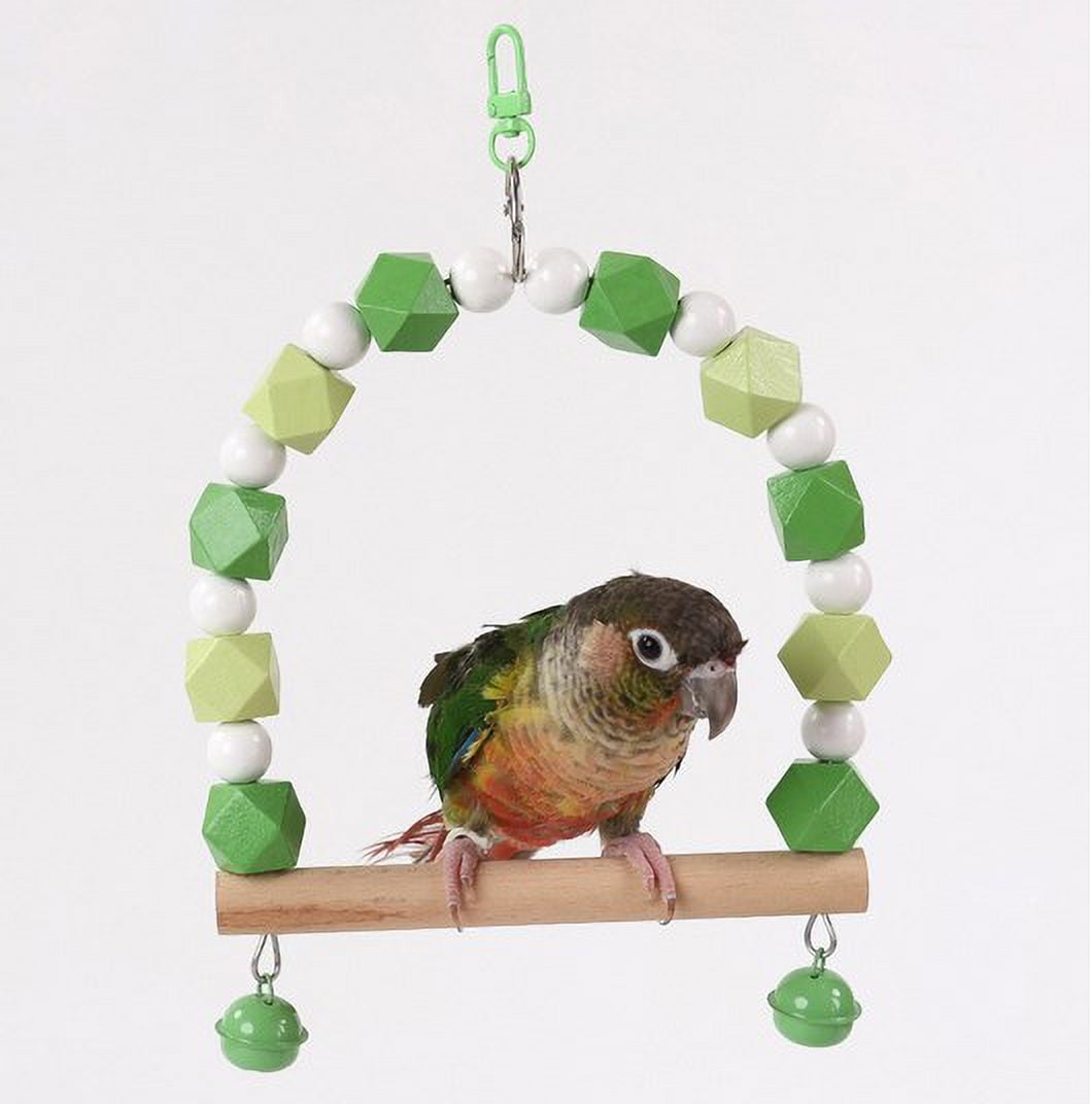 Birdcage Swing Toy Parrot Resting Stand Wooden Bird Chewing Toy