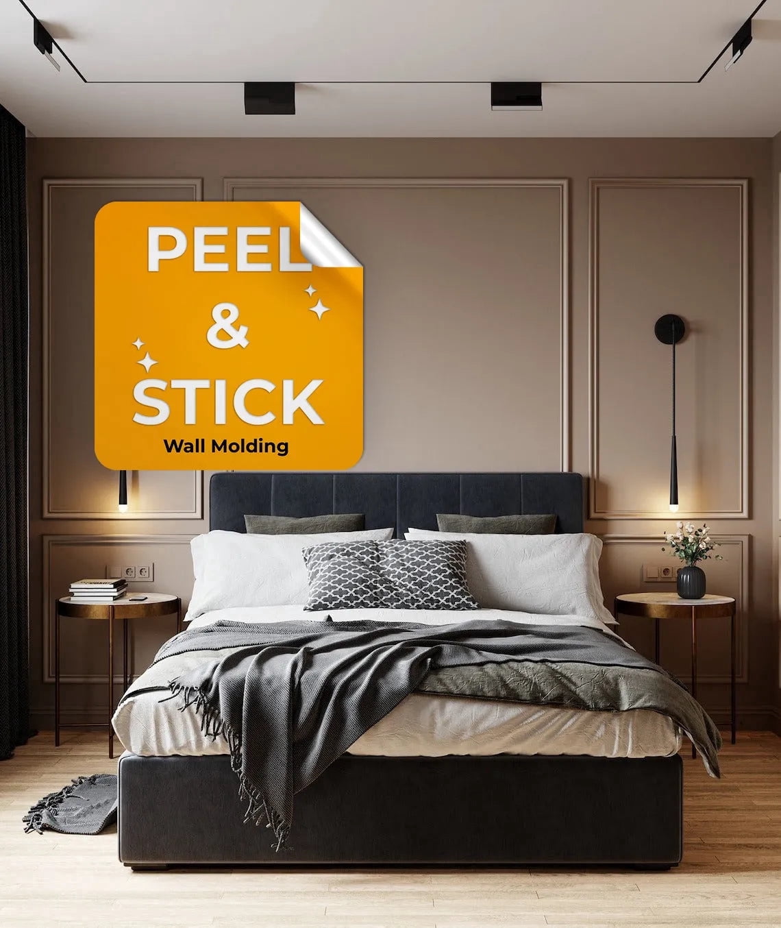 Birdece Peel and Stick Wall Molding Kit, DIY Wall Wainscoting Panels, 3 Upper and 3 Lower Frames, No Tools Required, White