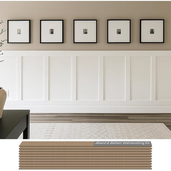 Birdeco Board and Batten Wall Molding Kit, Pre-Cut Paintable MDF Wall Trim for Accent Walls, Custom Layout Shaker Style Wainscoting, Decorative Wall Paneling