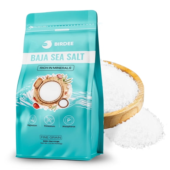 Birdee Baja Mineral Sea Salt – 2.2LB, Salt Fine Grind, Unrefined, Low Sodium