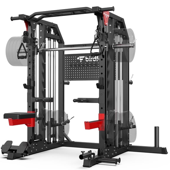 HASIMAN Multi-Function 2900LB All-In-One Smith Machine Power Cage Home Gym Squat Rack Total Body Strength Training Cage Featuring LAT Pulldown, Dual Pulley Cable Crossover