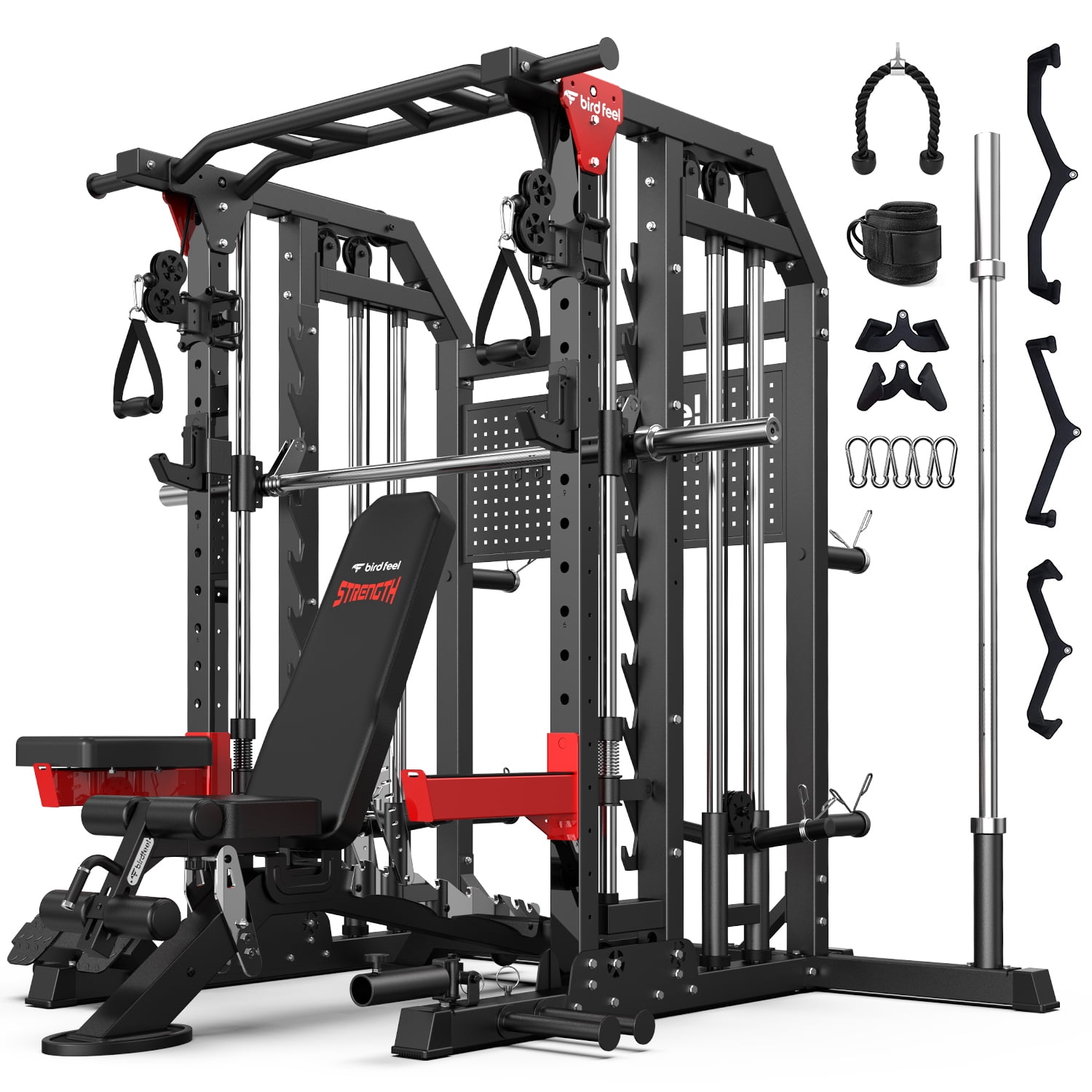 Birdfeel Multi-Function Power Rack 2900 LBS Power Cage with J-Hooks, Dip Handles, Landmine Attachment and Cable Crossover System for Home Gym Workout