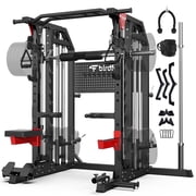 Multi-Function 2900LB All-In-One Smith Machine Power Cage Home Gym Squat Rack Total Body Strength Training Cage Featuring LAT Pulldown, Dual Pulley Cable Crossover With Strength Training Attachments,