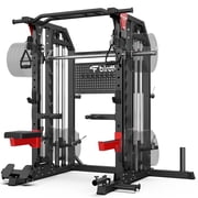 HASIMAN Multi-Function 2900LB All-In-One Smith Machine Power Cage Home Gym Squat Rack Total Body Strength Training Cage Featuring LAT Pulldown, Dual Pulley Cable Crossover