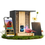 Birdfy AI Bird Feeder with Camera, Bamboo Wood Solar-Powered Bird Feeder Camera, Bird Camera with Free Lifetime AI Identification, Auto Bird Capture & Real-Time Notifications, Ideal Gift