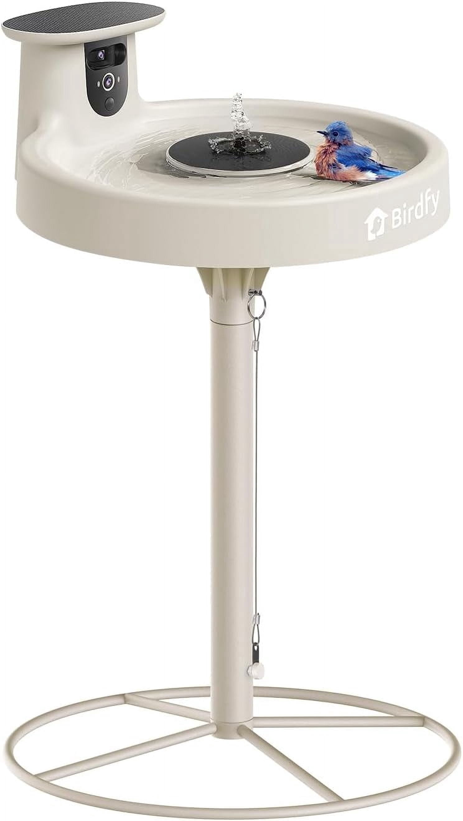 Birdfy Smart Bird Bath with Camera,Solar Birdbath for garden,Dual-Lens Fountain Outdoor, AI Bird Identification & Auto Video Capture with Notification