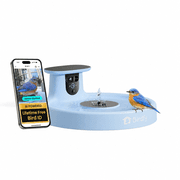 Birdfy Bird Bath with Camera, Solar Powered, Round Pond Fountain with Lifetime Free Bird ID, 2K HD Bird Camera, Auto Capture Bird Bath Videos, Blue