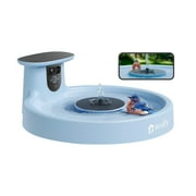 Birdfy Bird Bath with Camera, Solar Powered, Round Pond Fountain, 1080P HD Bird Camera Auto Capture Bird Bath Videos, Blue