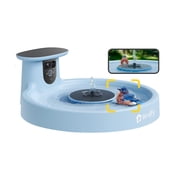 Birdfy Bird Bath with Camera, Solar Powered, Round Pond Fountain, 1080P HD Bird Camera Auto Capture Bird Bath Videos, Blue