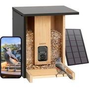 Birdfy Bird Feeder with Camera, Auto Capture Birds & Notify in Time, Powerful AI Recognition, Bamboo Wood Bird Feeder Camera, Ideal Present Gift